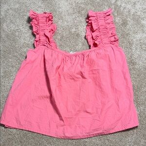 Ruffled Strap Pink Tank Top for Women